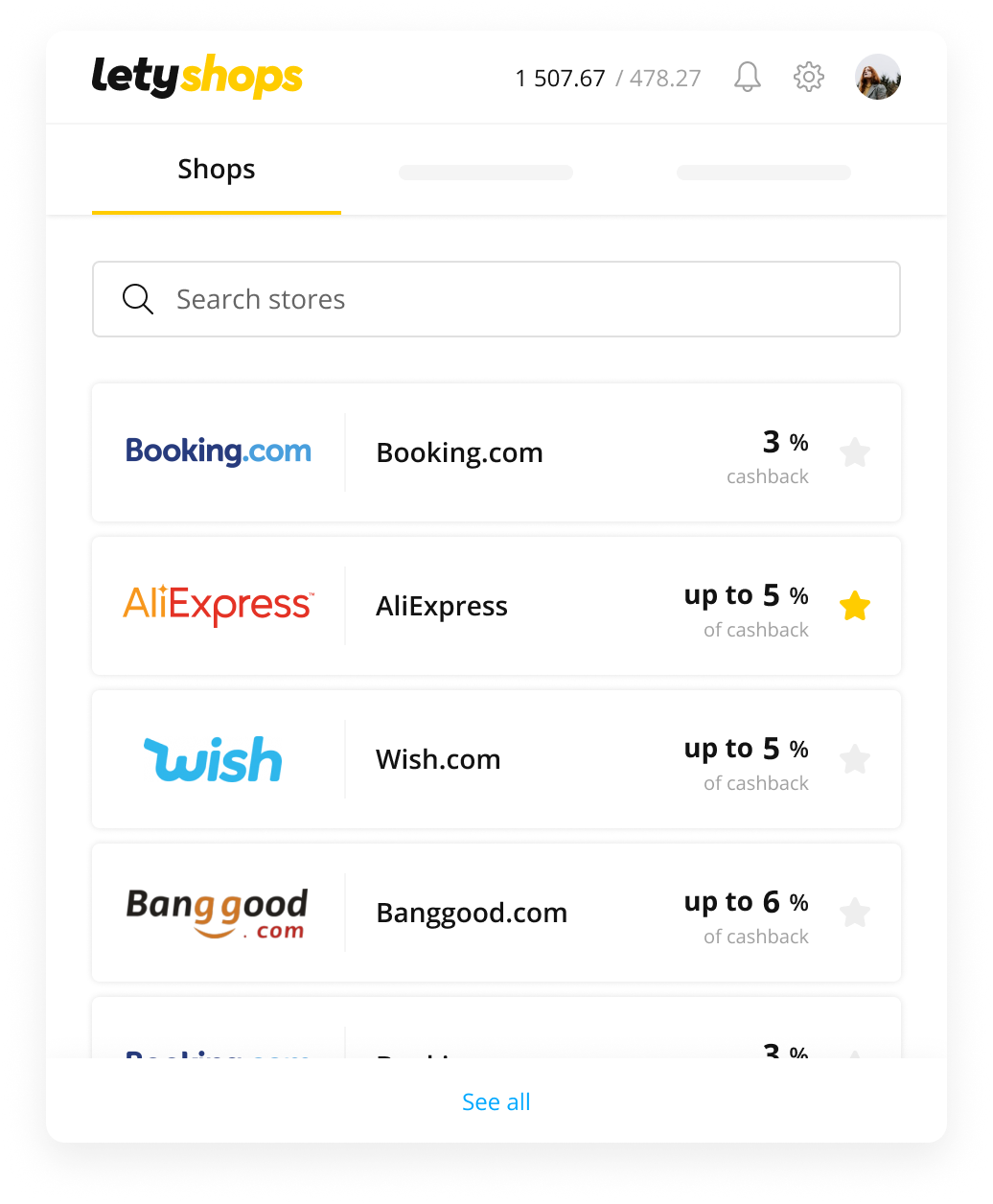 cashback service extension in your country